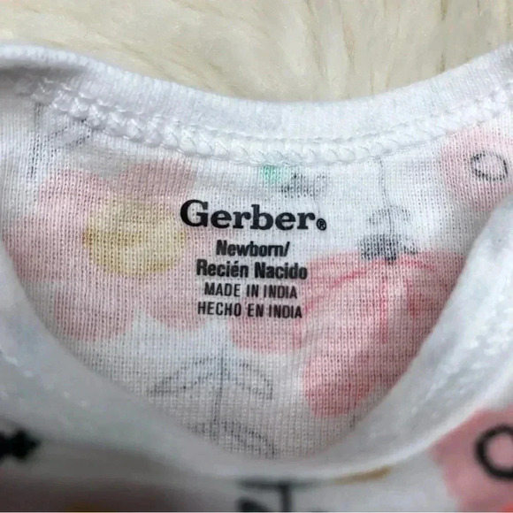 Gerber Onesie Diaper Shirt White  / Floral Size Newborn - Picture 8 of 16